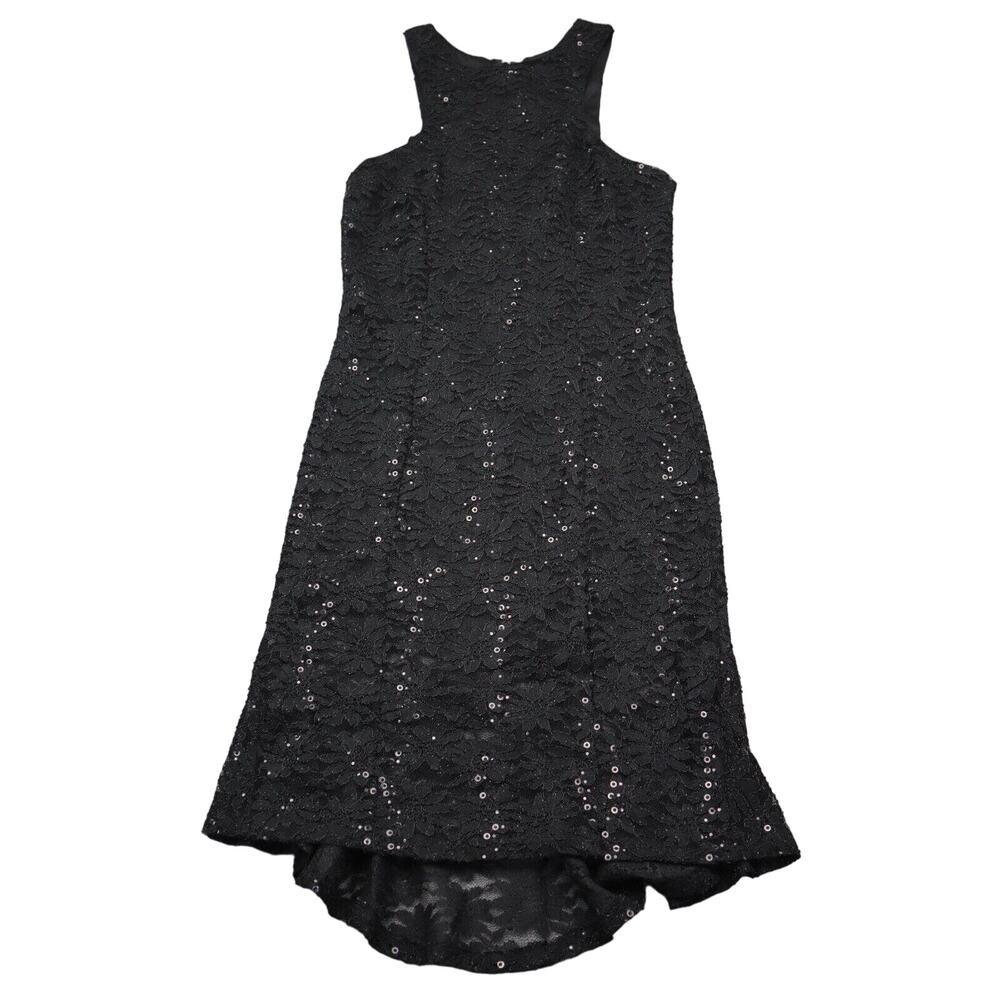 Coco Avante Dress Womens M Black Floral Lace Sequin Sleeveless Round Neck Outfit